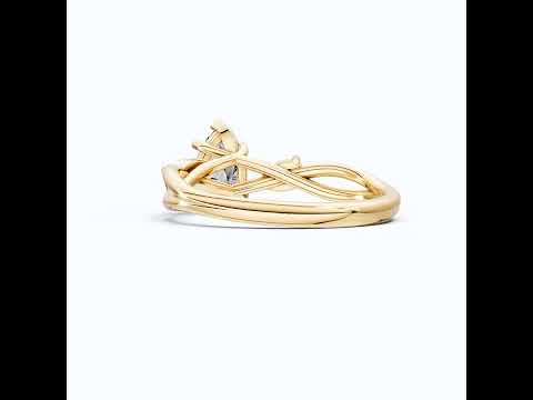 Unique Twisted Three Stone Engagement Ring in 14K Solid Gold, 1.30 TCW Pear Cut Lab Created Diamonds, Birthday Gift For Wife, Handmade Fine Jewelry