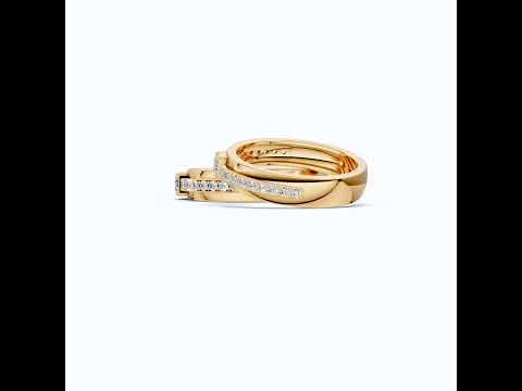 Elegant Split-Top Pavé Wedding Couple Rings in 14K Solid Gold, 0.80 TCW Round Cut Lab Grown Diamonds, Anniversary Gift For Couple