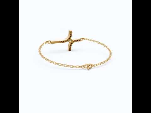 Dainty Arch Cross Chain Bracelet in 14K Solid Gold, 0.30 TCW Princess/Round Cut Lab Grown Diamonds, Fashion Bracelet, Anniversary Gift for Her
