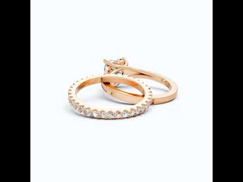 Heart Cut Pave Engagement Ring With Full Eternity Band, Bridal Ring Set