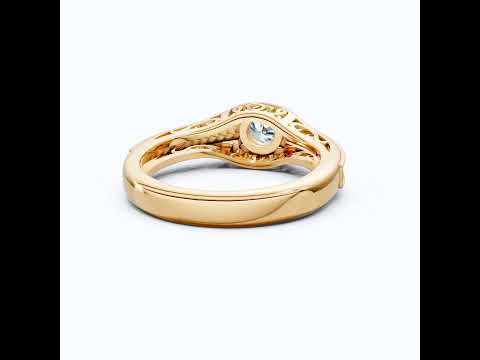 Vintage Scroll Solitaire Ring with Leaf Band – Moissanite or Lab Diamond in Solid 10k/14k Gold or Silver Engagement Ring Bridal Jewelry