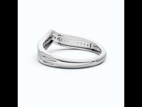 14K White Gold Curved Lab Diamond Band – Stackable Wedding Ring, Trending Bridal Gift for Her