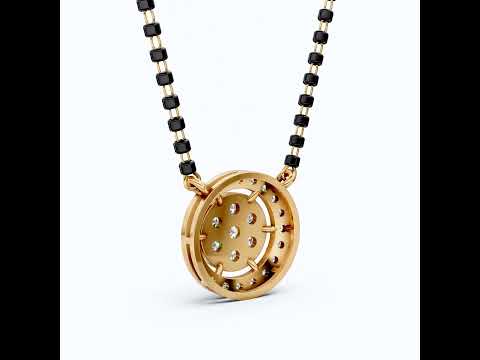 Halo Cluster Bead Chain Tanmaniya Mangalsutra in 14k Solid Gold, 0.92 TCW Round Cut Lab Diamonds, Wedding Gift for Bridal, Everyday Jewelry