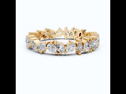 2.67 TCW Marquise & Pear Shape Wedding Eternity Band in Lab Diamond – 14k Solid Gold, Birthday Gift for Her, Everyday Band, Unique Band