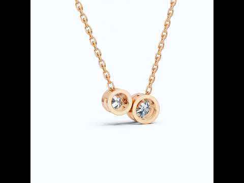 Modern Two Stone Bezel Wedding Pendant in 14k Solid Gold, 1.10 TCW Round Cut Lab Grown Diamonds, Gift for Her, Bridal Jewelry, Everyday Pendant