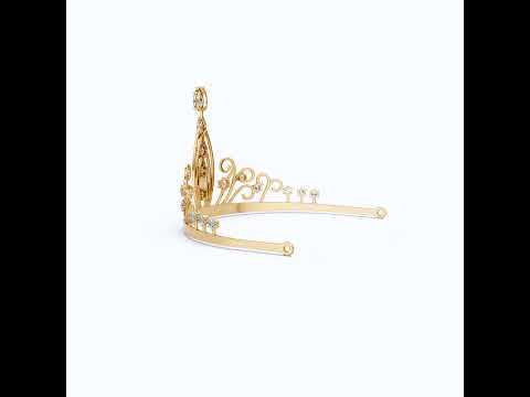 Princess Tiara Crown in 925 Sterling Silver, 32.84 TCW Pear/Marquise/Round Cut Lab Diamonds, Luxury Handmade Jewelry Gift for Bridal