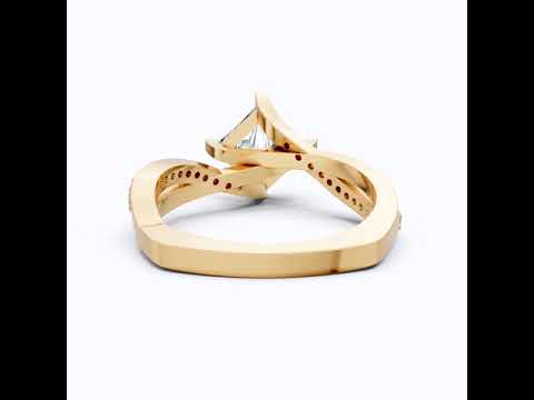 Sparkling Bypass Twisted Pave Engagement Ring in 14k Solid Gold, 1.50 CT Princess Cut Lab Created Diamond, Wedding Gift for Her