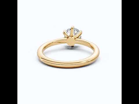 Modern Six-Prong Solitaire Engagement Ring 14K Solid Gold, 1.25 CT Round Cut Lab Created Diamond, Gift for Her, Everyday Jewelry