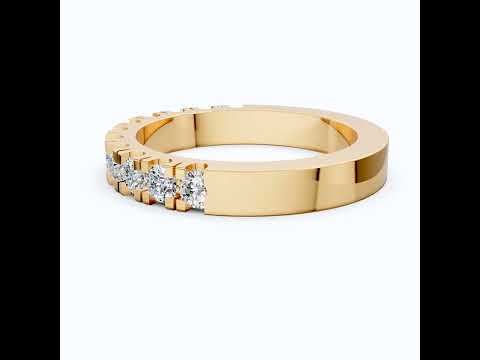 Contemporary Bar-Set Half Eternity Wedding Band in Lab Grown Diamond – Solid 9k/14k Gold, Anniversary Gift for Wife, Fine Jewelry