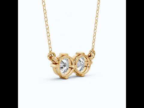 Minimalist Toi et Moi Twin Round Two‑Stone Everyday Pendant in 14k Yellow Gold, 5.00 TCW Round Cut Lab Grown Diamonds, Wedding Gift for Wife, Bridal Jewelry