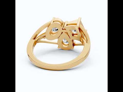 Trio Stone Split Shank Ring in Moissanite or Lab Grown Diamond – Solid 10k/14k Gold Engagement Ring, Anniversary Gift for Wife