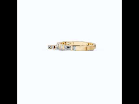 Contemporary Baguette Bar Set Couple Rings in 14K Solid Gold, 1.67 TCW Baguette Cut Lab Grown Diamonds, Special Occasion Gift, Gift For Couple