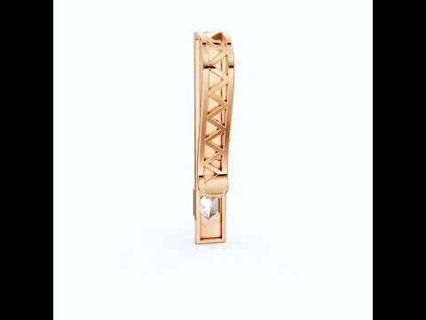Modern Hexagon Diamond Tie Bar in 14K Rose Gold, Groom Gift, Business Formal Jewelry, Executive Gift