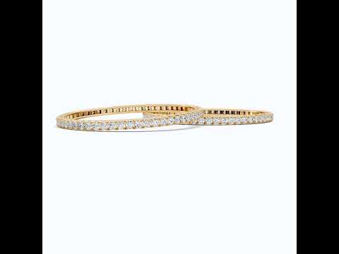 Slim Pavé Eternity Pair Of Wedding Bangle in 9k Solid Gold or Sterling Silver, 3.50 MM Round Cut Moissanite, Everyday Gift for Mother