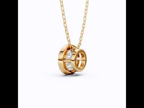 Modern Bezel Set Solitaire Pendant in 14K Solid Gold, 1.00 CT Round Cut Lab Grown Diamond, Wedding Gift for Her, Birthday Gift For Her