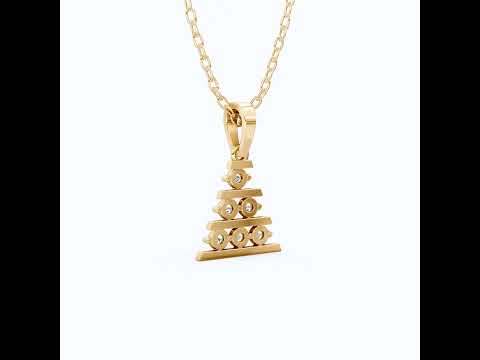 Minimalist Christmas Tree Cluster Pendant in Lab Diamond – 14k Solid Gold, Birthday Gift for Her, Unique Everyday Jewelry, Tiny Pendant