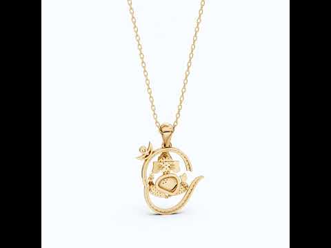 Om Ganesh Pavé Swirl Outline Everyday Religious Pendant in Lab Diamond – 14k Solid Gold, Birthday Gift for Him
