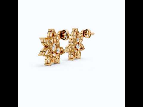 Elegant Floral Cluster Design Wedding Earrings in 14k Solid Gold, 3.22 TCW Marquise/Pear Cut Lab Created Diamonds, Anniversary Gift For Her, Handmade Jewelry