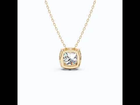 Antique Cushion Halo Wedding Pendant in 14K Solid Gold, 3.00 CT Cushion Cut Lab Created Diamond, Wedding Jewelry, Special Gift For Wife