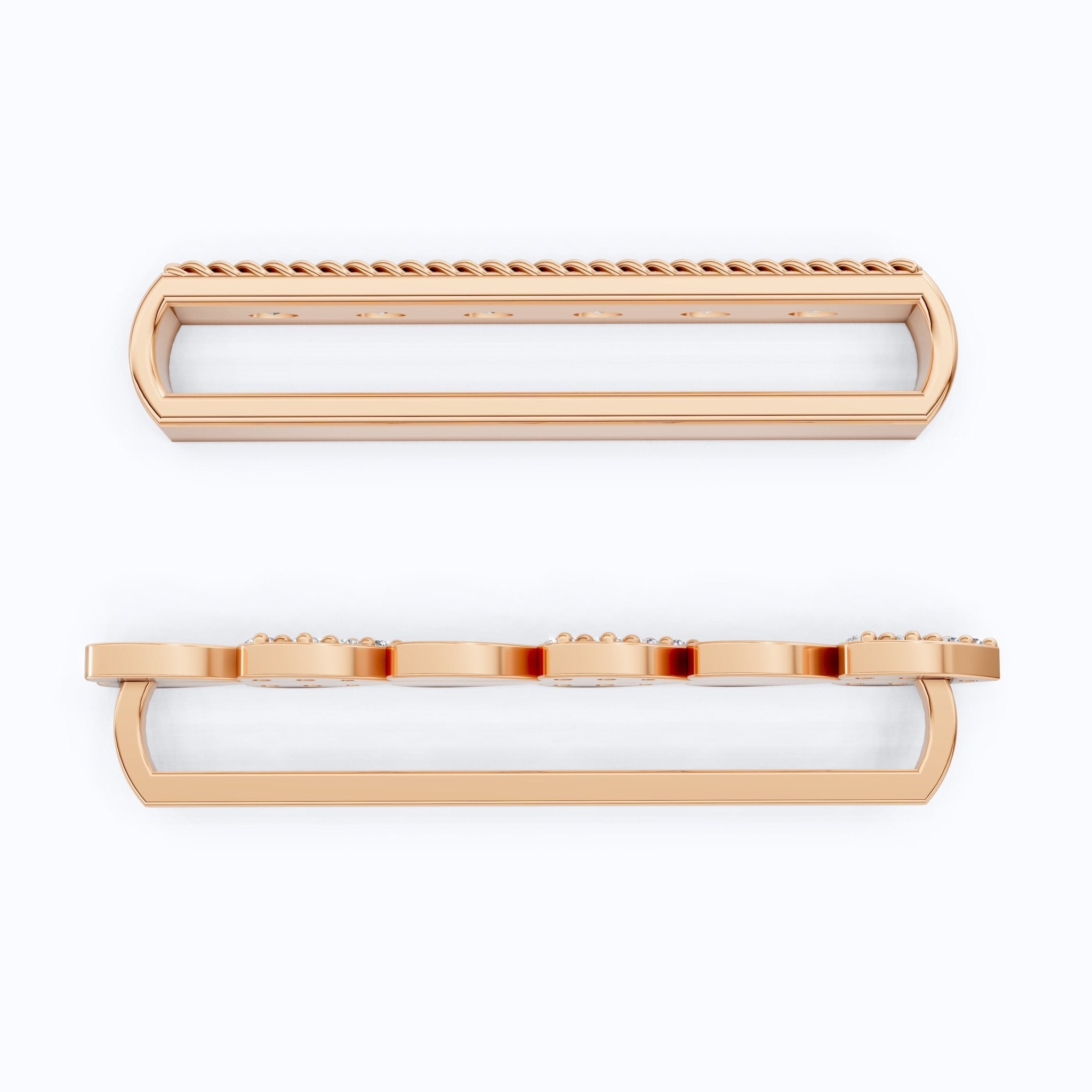 Romantic Alternating Heart Stack & Twisted Rope Bar Watch Charms in Lab Diamond – 14K Solid Gold, Modern Accessory, Gift for Wife - Shoora Designs