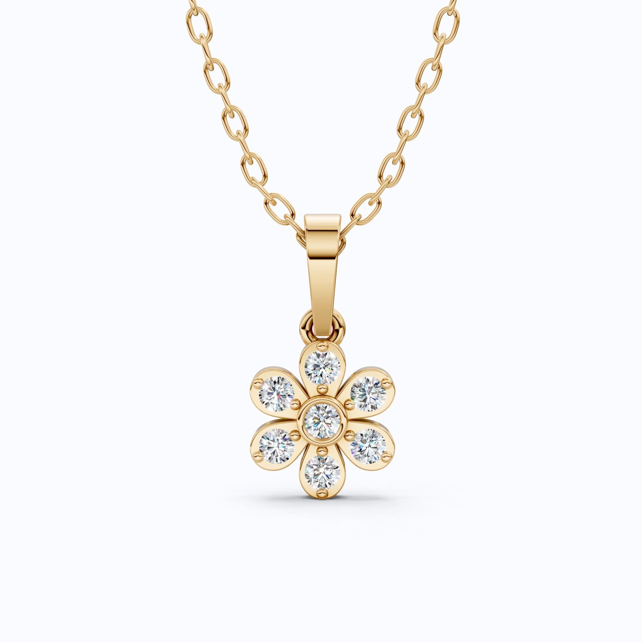 Romantic Daisy Flower Cluster Pendant in Lab Diamond - 14k Solid Gold, Unique Pendant, Bridesmaid Jewelry - Shoora Designs