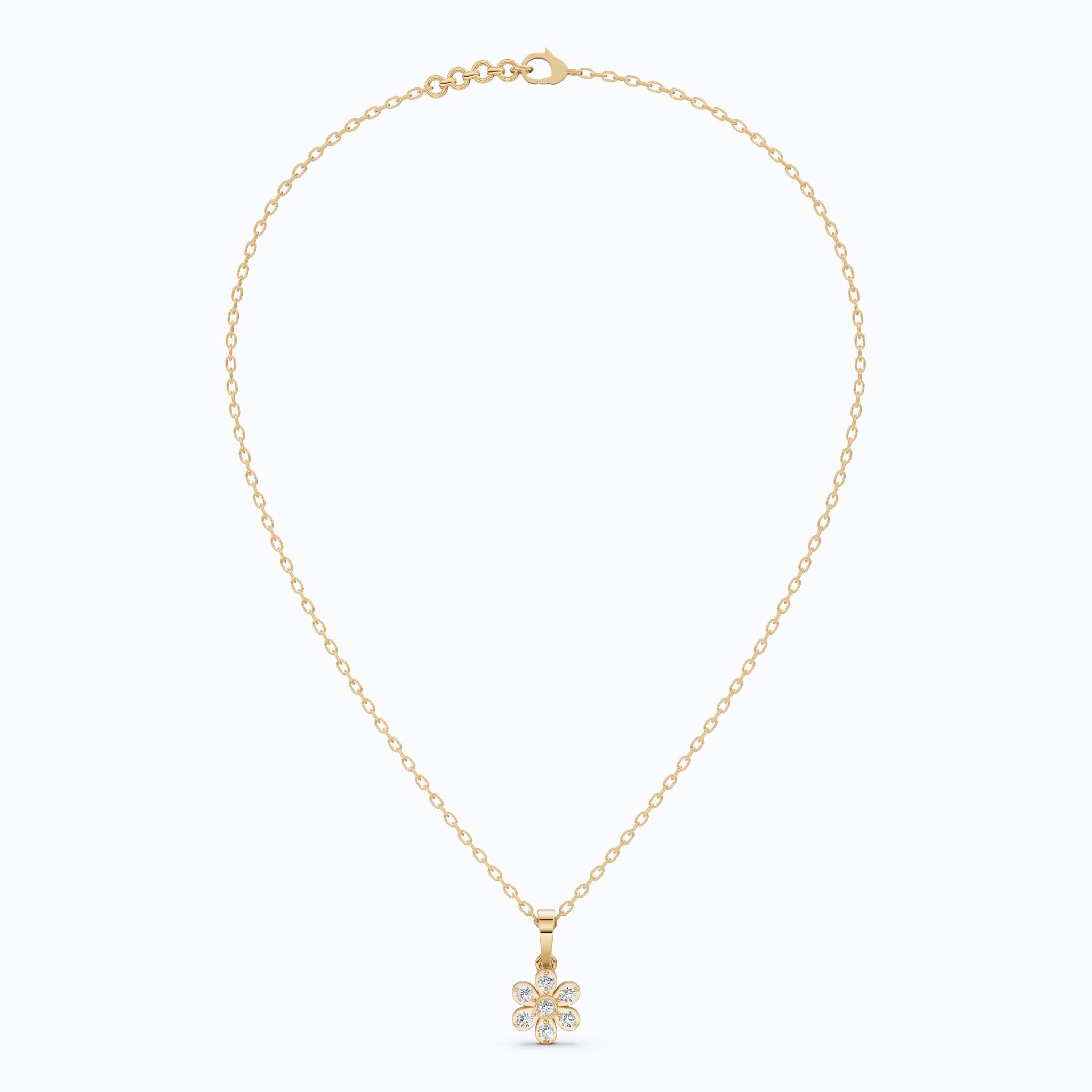 Romantic Daisy Flower Cluster Pendant in Lab Diamond - 14k Solid Gold, Unique Pendant, Bridesmaid Jewelry - Shoora Designs