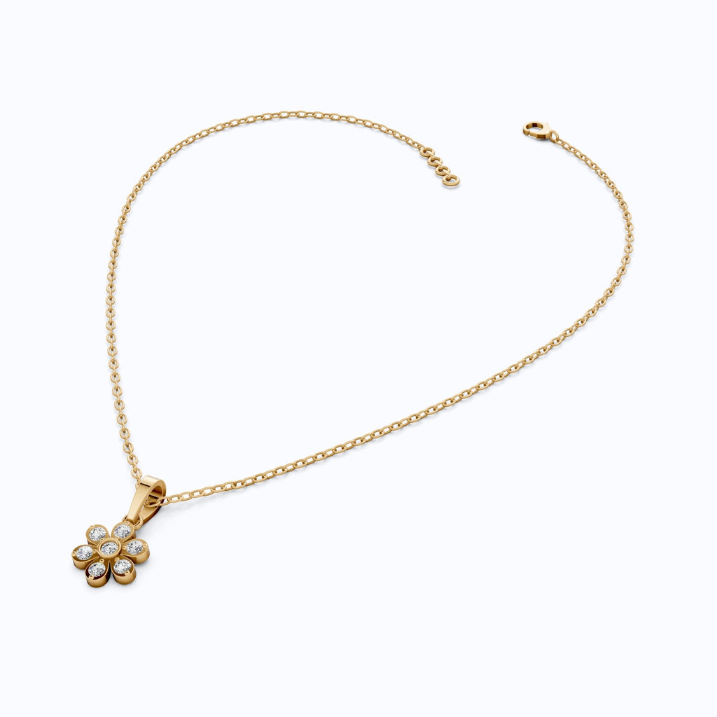 Romantic Daisy Flower Cluster Pendant in Lab Diamond - 14k Solid Gold, Unique Pendant, Bridesmaid Jewelry - Shoora Designs