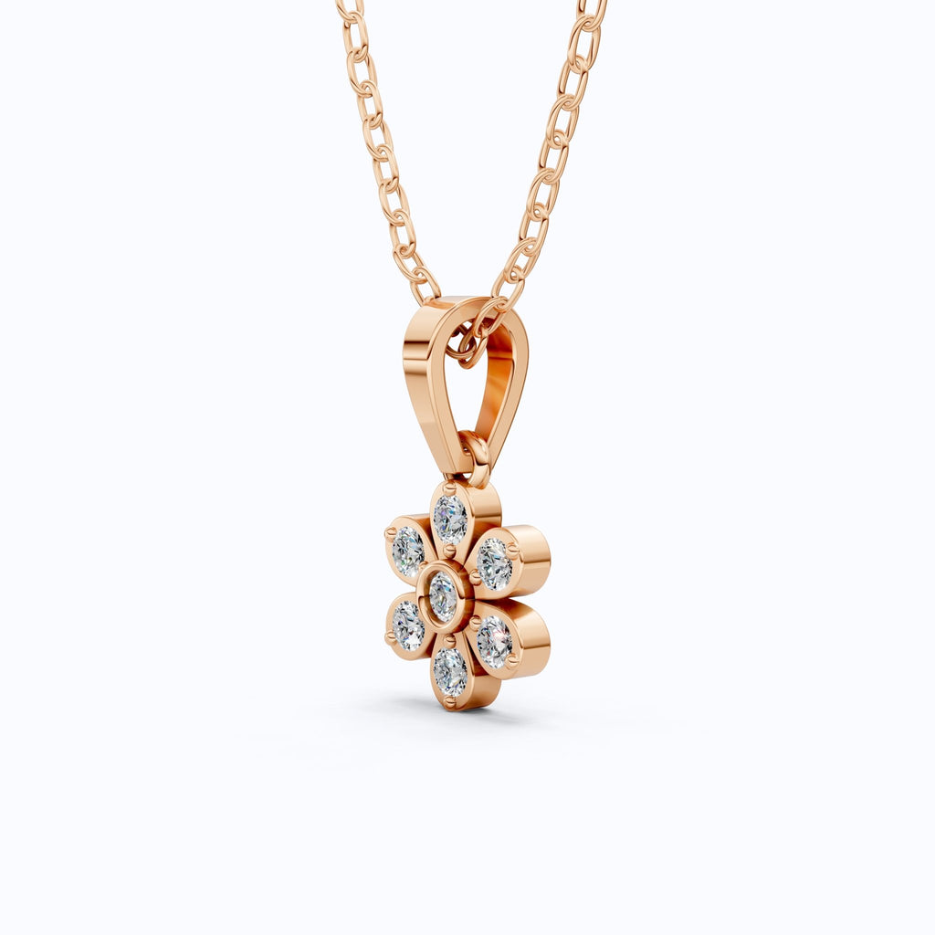 Romantic Daisy Flower Cluster Pendant in Lab Diamond - 14k Solid Gold, Unique Pendant, Bridesmaid Jewelry - Shoora Designs
