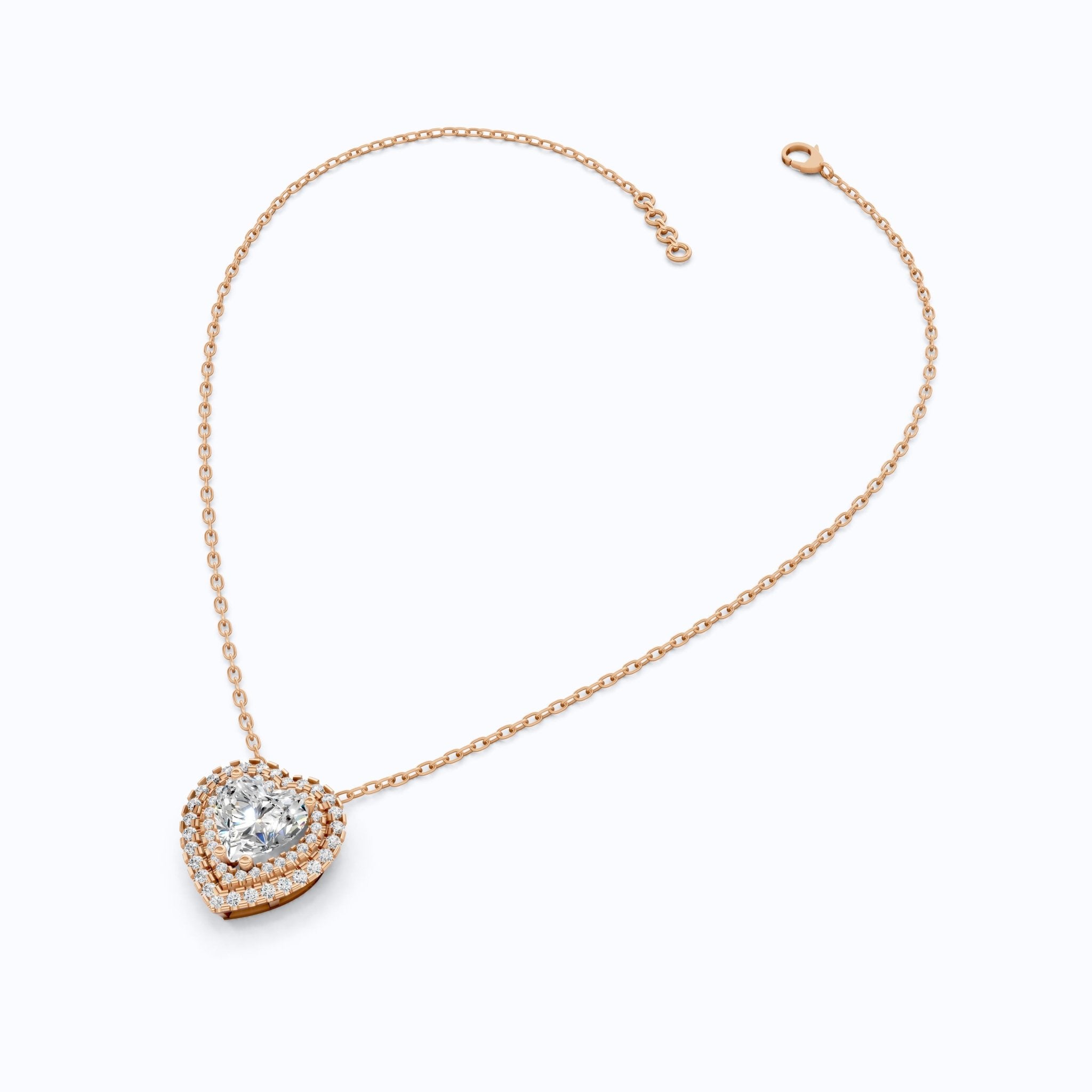 Romantic Heart Cluster Double Halo Wedding Pendant in 14k Solid Gold, 2.00 CT Heart Cut Lab Grown Diamonds, Valentine’s Gift for Wife, Anniversary Jewelry - Shoora Designs