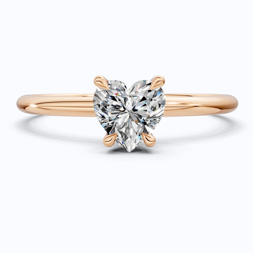Romantic Heart Cut Solitaire Engagement Ring in 14k Solid Gold, 0.50 CT Heart Cut Lab Grown Diamond, Proposal Ring Gift for - Shoora Designs