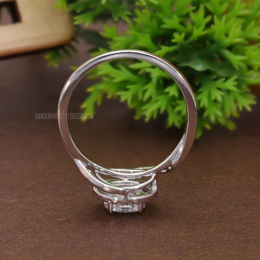 Round Cut Illusion Pie - Cut Halo Bypass Engagement Ring in 9K Solid Gold, 0.59 TCW Round Cut Natural Diamond Unique Ring, Anniversary Gift for Wife, Handmade Jewelry - Shoora Designs