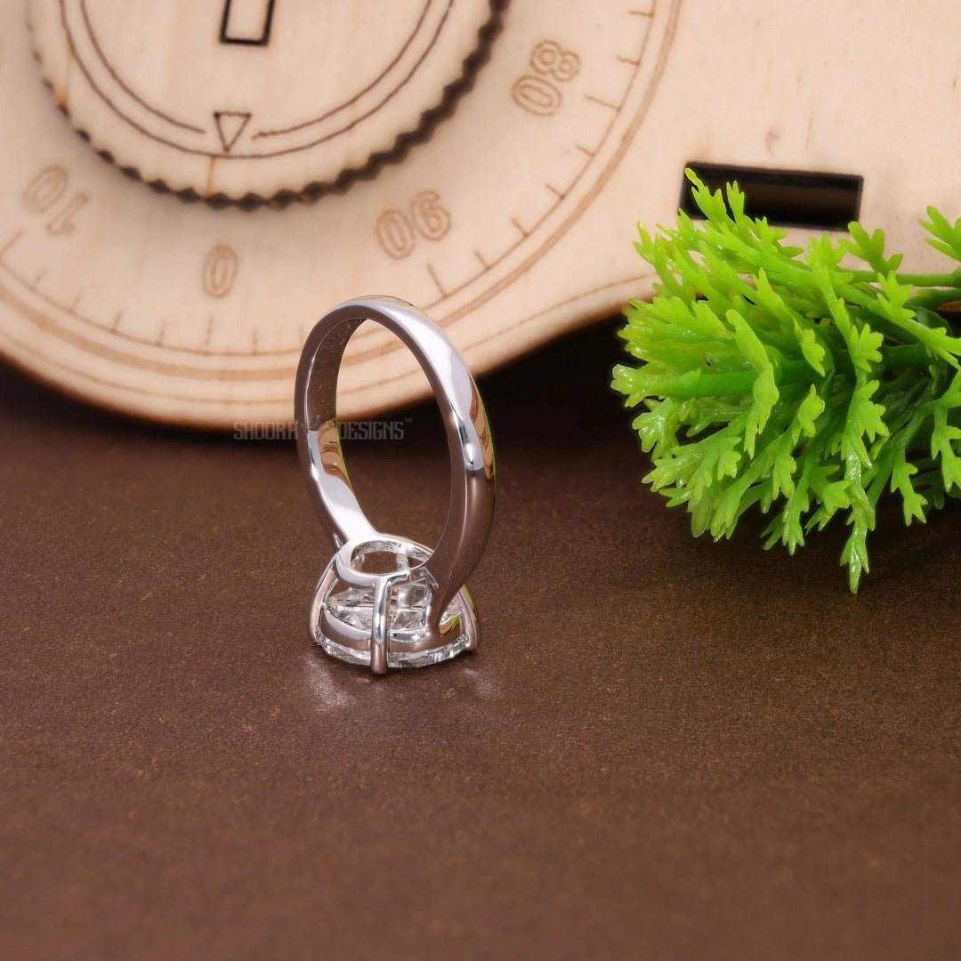 Round Illusion Solitaire Pie - Cut Setting Engagement Ring in Natural Diamond – 14k Solid Gold, Illusion Solitaire Ring For Bridal Gift, Handmade Jewelry - Shoora Designs