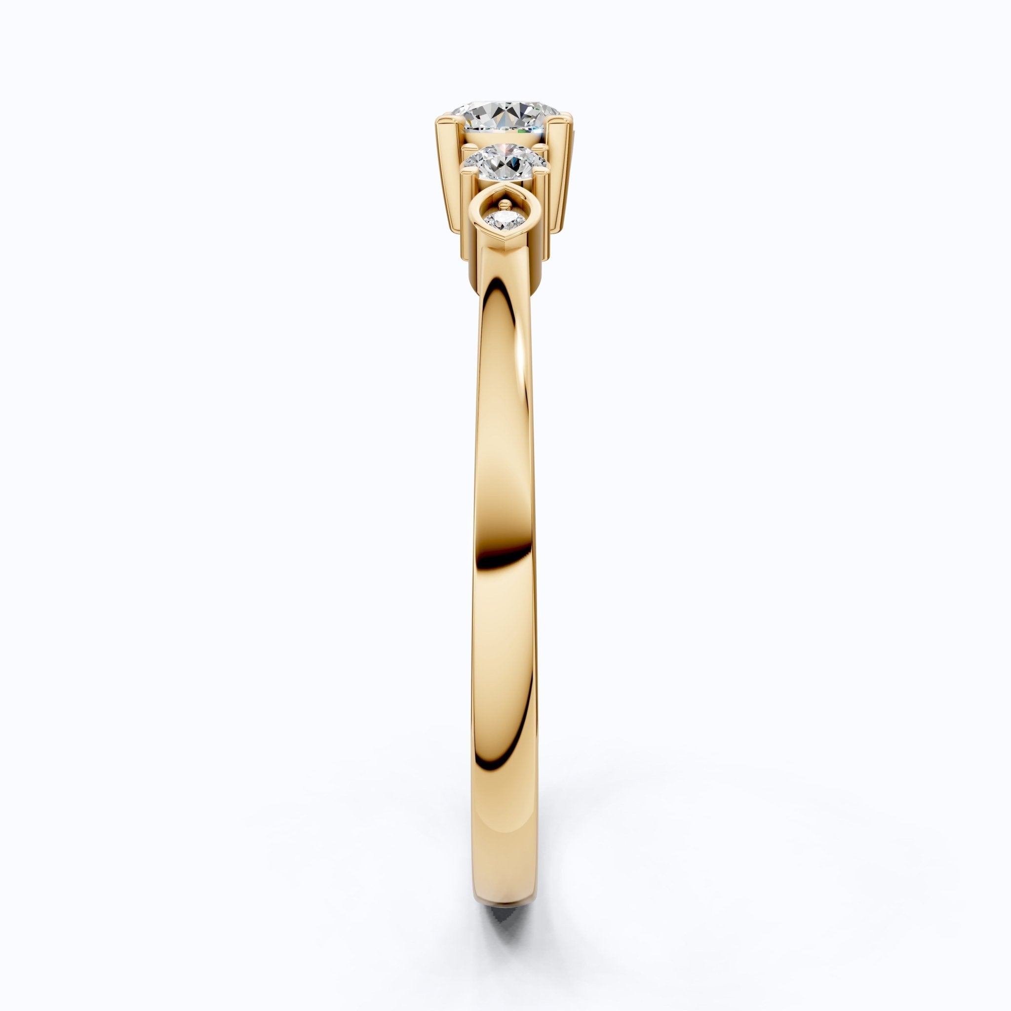 Round Trio with Eye Bezels Anniversary Ring in Lab Grown Diamond – 14k Solid Gold, Simple Engagement Ring, Anniversary Gift - Shoora Designs