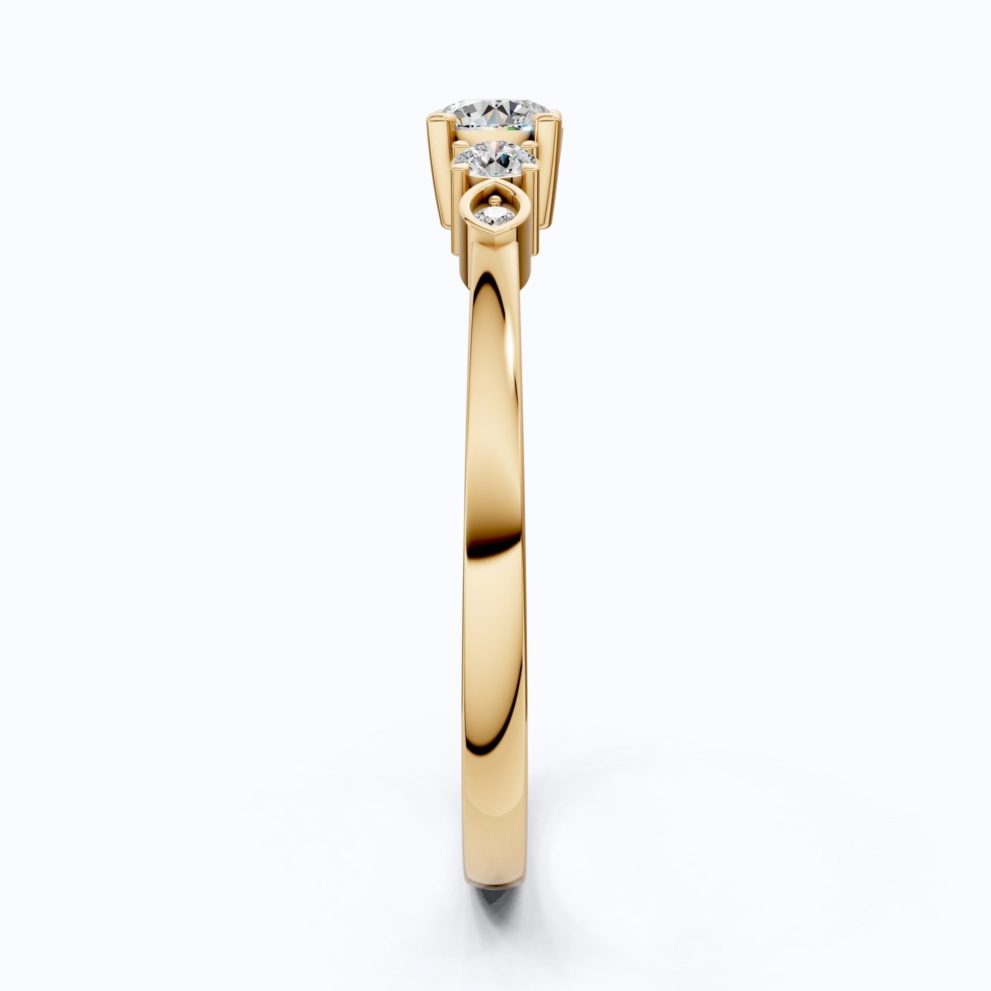 Round Trio with Eye Bezels Anniversary Ring in Lab Grown Diamond – 14k Solid Gold, Simple Engagement Ring, Anniversary Gift - Shoora Designs