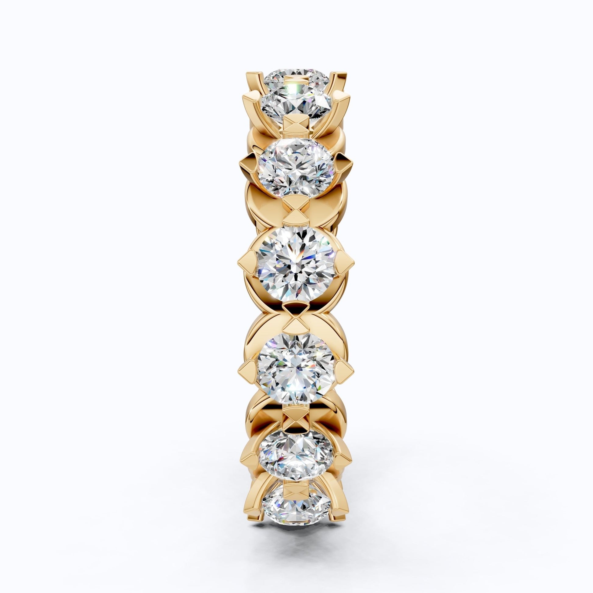 Scalloped Petal Crown Eternity Band in 14k Solid Gold, 1.50 TCW Round Cut Lab Grown Diamonds, Classic Anniversary Gift - Shoora Designs