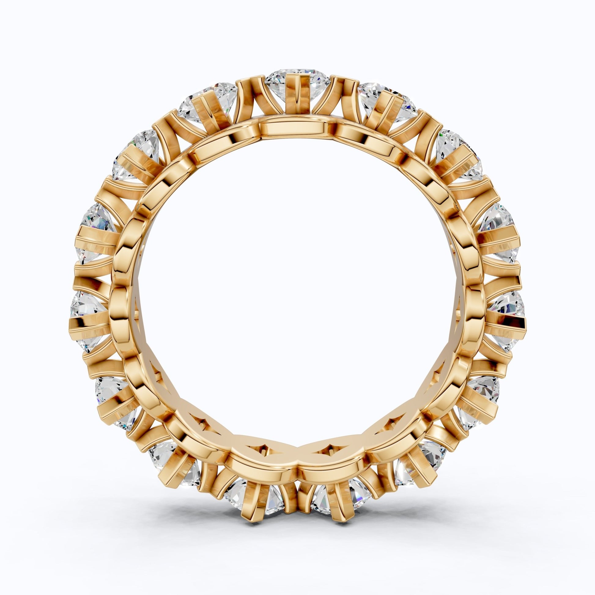 Scalloped Petal Crown Eternity Band in 14k Solid Gold, 1.50 TCW Round Cut Lab Grown Diamonds, Classic Anniversary Gift - Shoora Designs