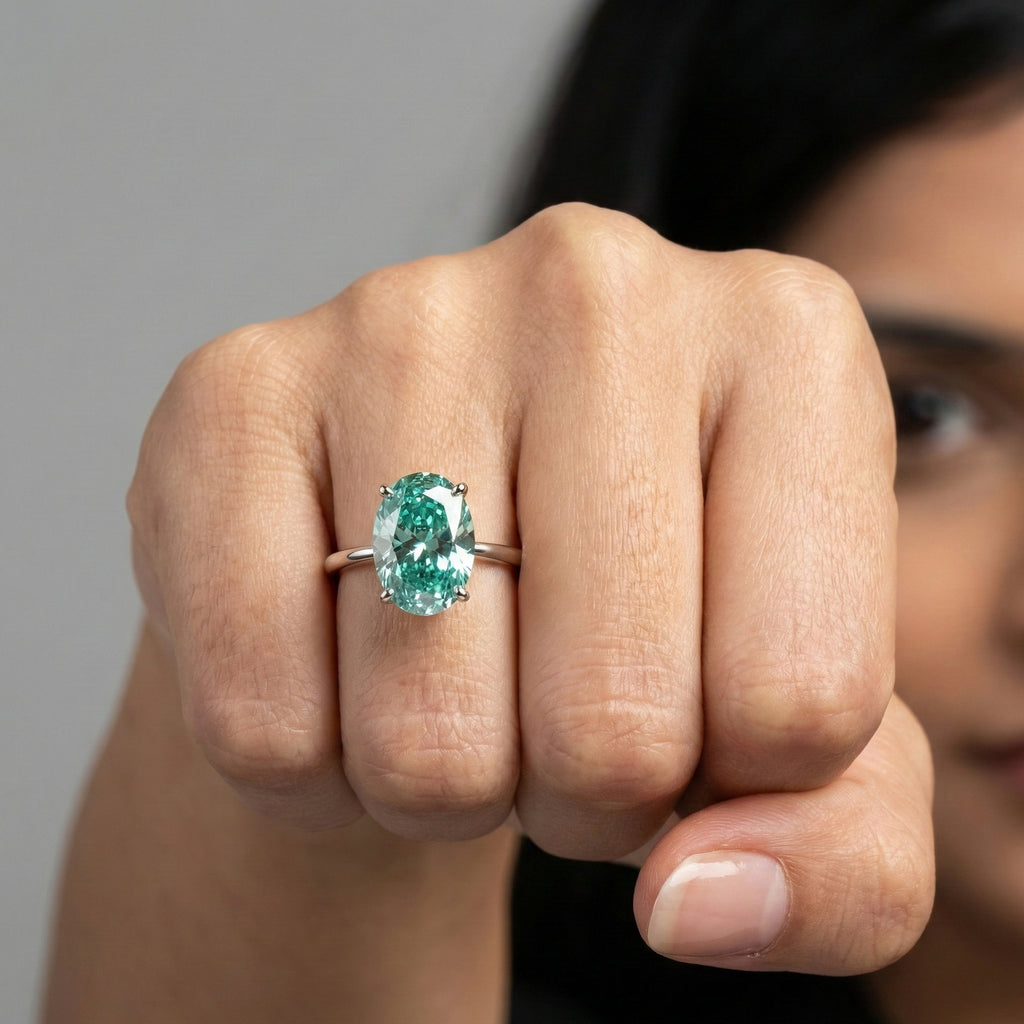 5.00 CT Oval Cut Pastel Aqua Lab Diamond Solitaire Engagement Ring in 14K Solid Gold, Anniversary Gift for Wife, Everyday Unique Jewelry, Rainbow Ring