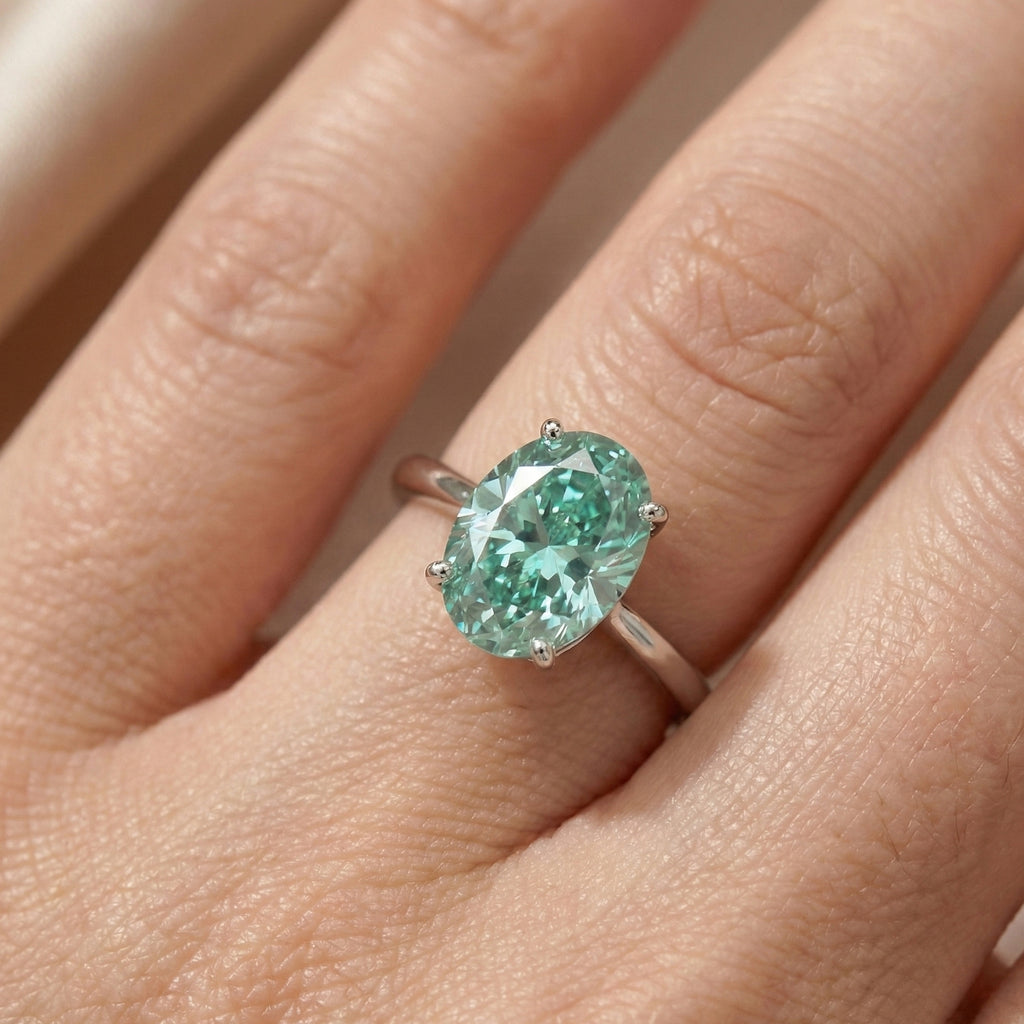 5.00 CT Oval Cut Pastel Aqua Lab Diamond Solitaire Engagement Ring in 14K Solid Gold, Anniversary Gift for Wife, Everyday Unique Jewelry, Rainbow Ring
