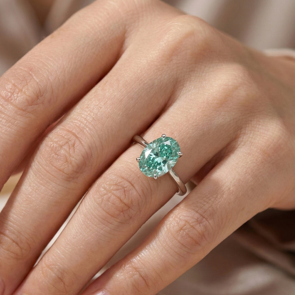 5.00 CT Oval Cut Pastel Aqua Lab Diamond Solitaire Engagement Ring in 14K Solid Gold, Anniversary Gift for Wife, Everyday Unique Jewelry, Rainbow Ring