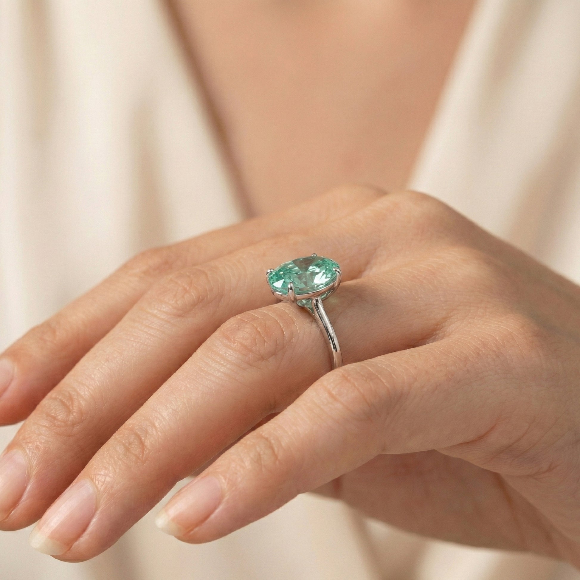 5.00 CT Oval Cut Pastel Aqua Lab Diamond Solitaire Engagement Ring in 14K Solid Gold, Anniversary Gift for Wife, Everyday Unique Jewelry, Rainbow Ring