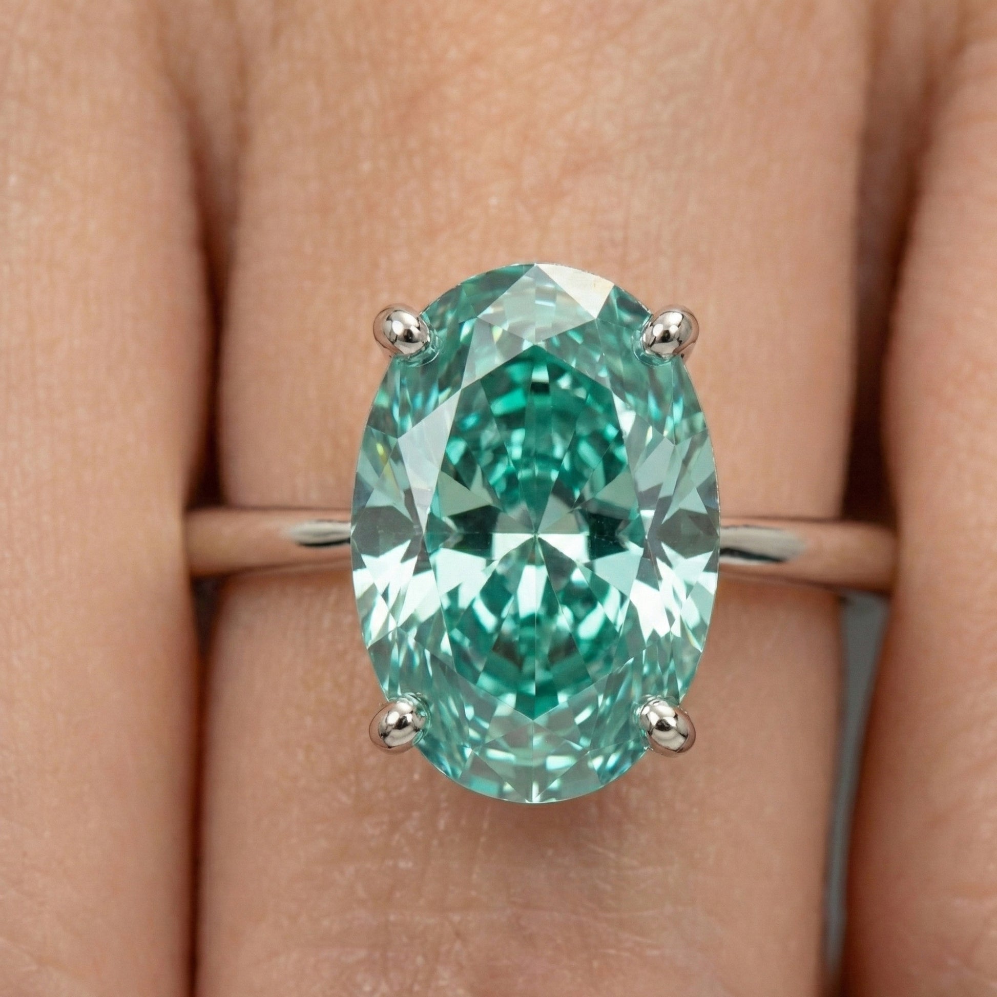 5.00 CT Oval Cut Pastel Aqua Lab Diamond Solitaire Engagement Ring in 14K Solid Gold, Anniversary Gift for Wife, Everyday Unique Jewelry, Rainbow Ring