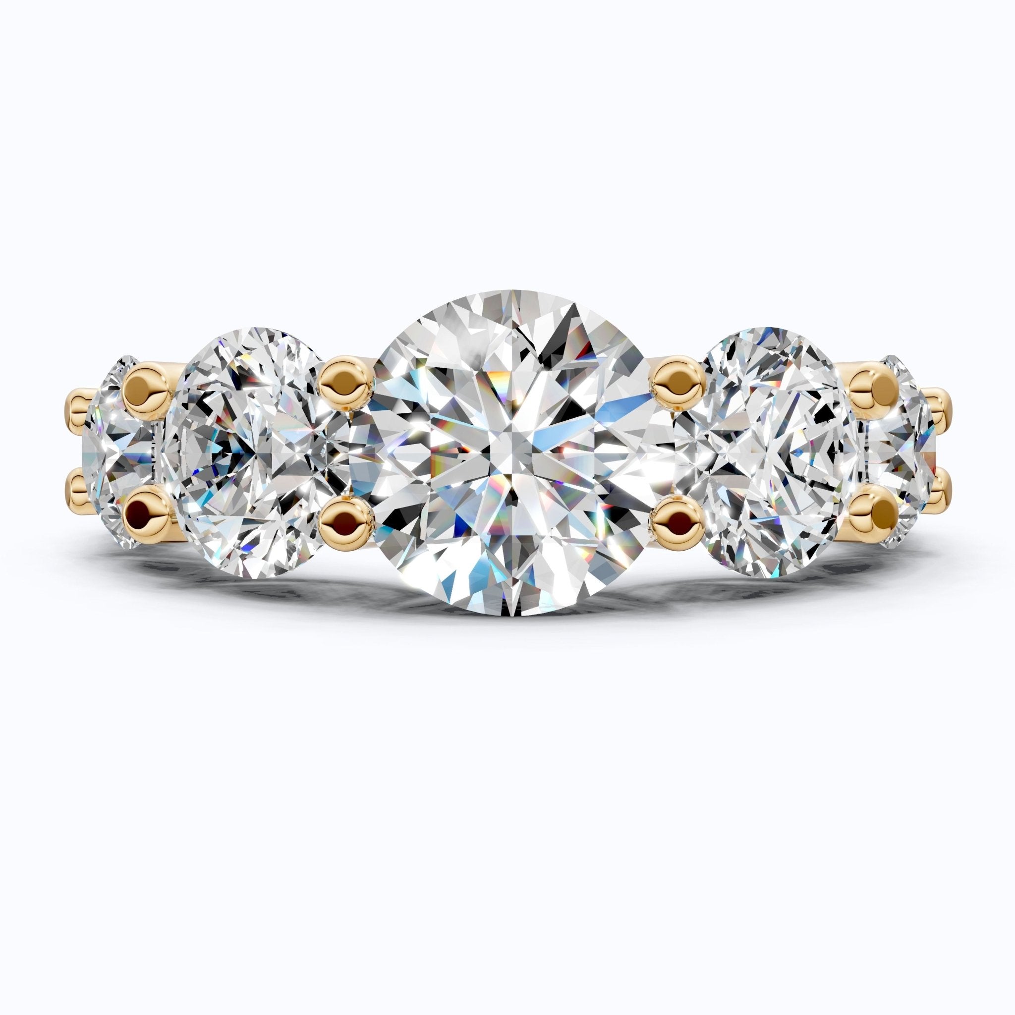 Seven Stone Graduated Prong Set Eternity Wedding Band in 14k Solid Gold, 4.61 TCW Round Cut Lab Grown Diamonds, Anniversary Gift for Wife, Everyday Wedding Band - Shoora Designs