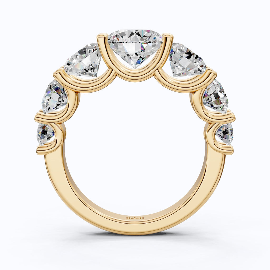 Seven Stone Graduated Prong Set Eternity Wedding Band in 14k Solid Gold, 4.61 TCW Round Cut Lab Grown Diamonds, Anniversary Gift for Wife, Everyday Wedding Band - Shoora Designs