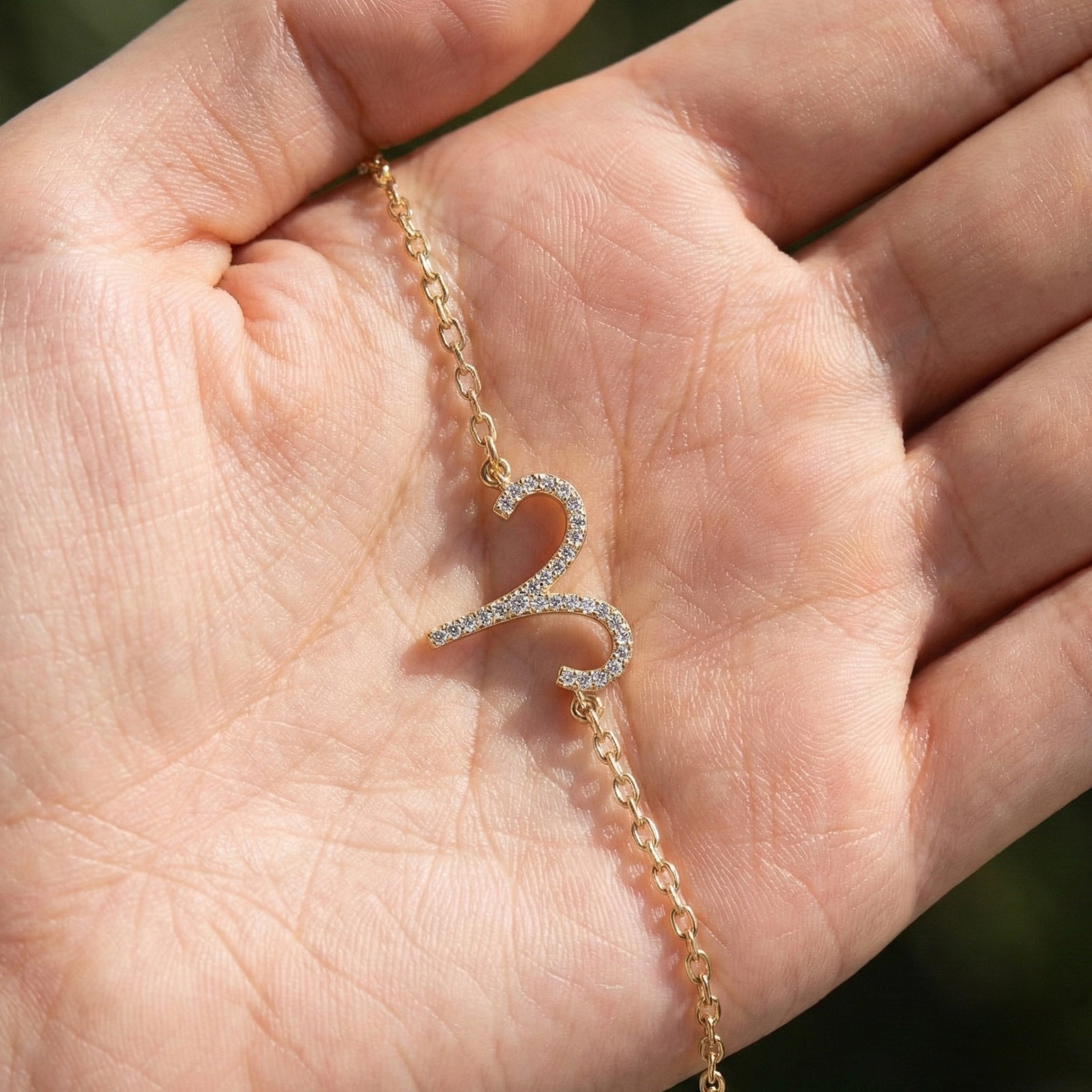 Stackable Aries Zodiac Sign Bracelet in 14k Solid Gold, 0.34 TCW Round Cut Lab Created Diamonds, Dainty Charm Bracelet, Birthday Gift for Her