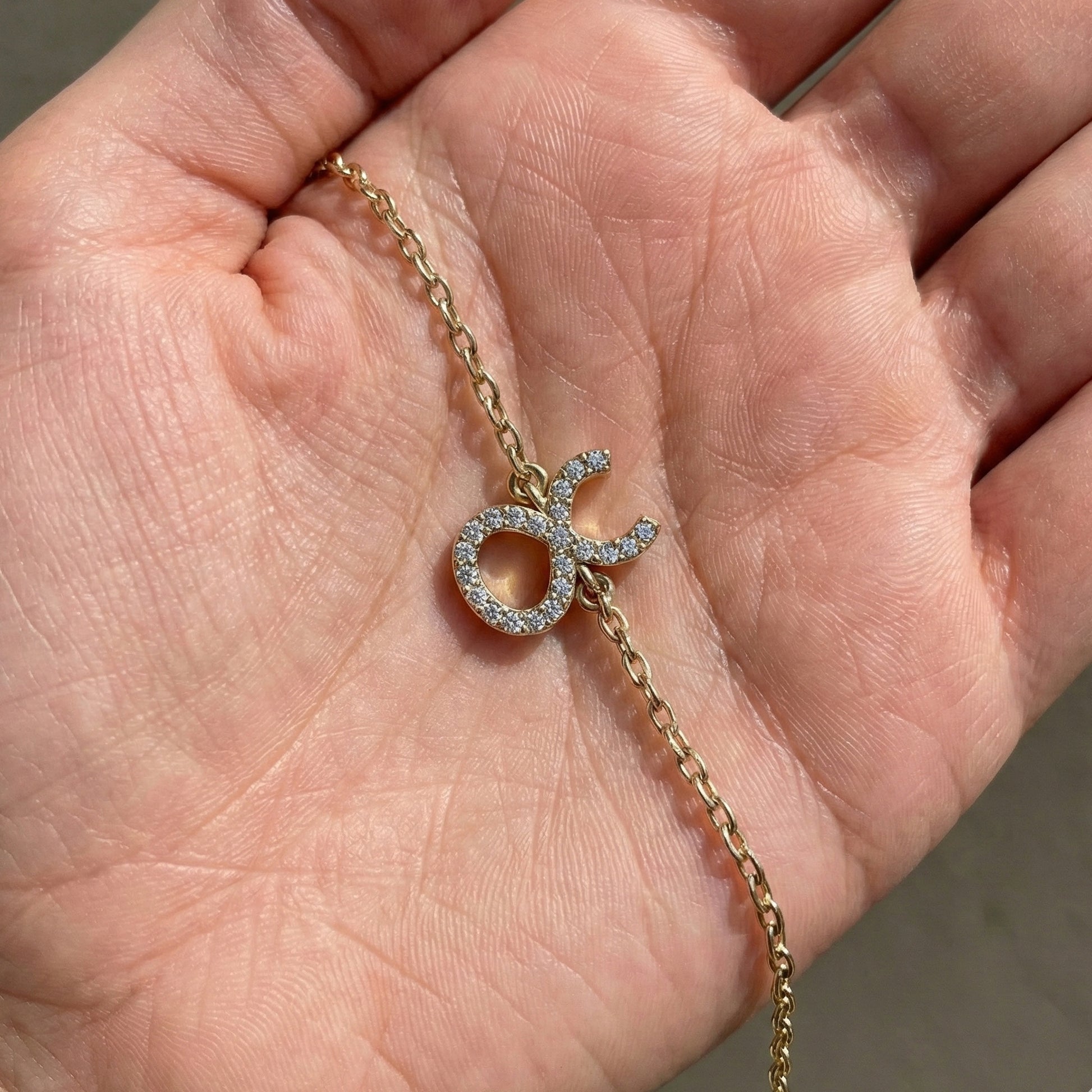 Taurus Zodiac Symbol Chain Bracelet in 14K Solid Gold, 0.22 TCW Round Cut Lab Grown Diamonds, Dainty Charm, Zodiac Gift for Her, Astrology Jewelry