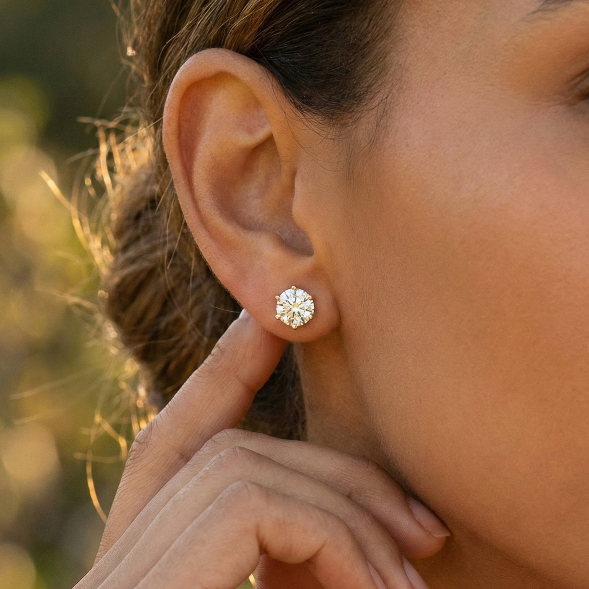 Trending 2 Carat Lab Diamond Solitaire Earrings in 14K Gold | Brilliant Round Cut Bridal Jewelry