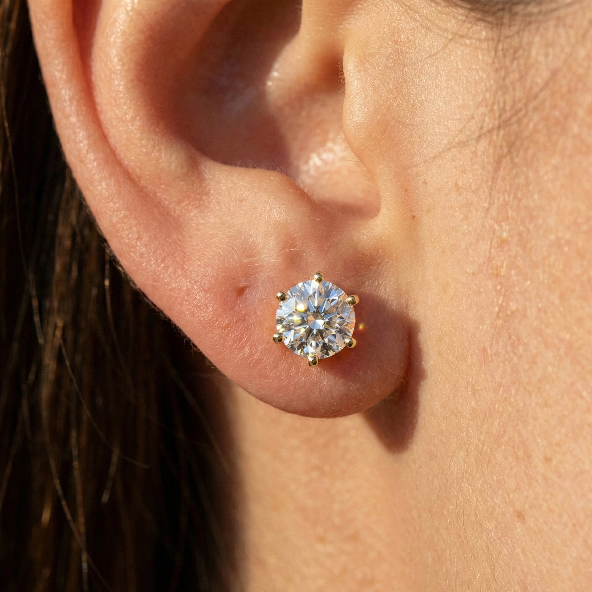 Trending 2 Carat Lab Diamond Solitaire Earrings in 14K Gold | Brilliant Round Cut Bridal Jewelry