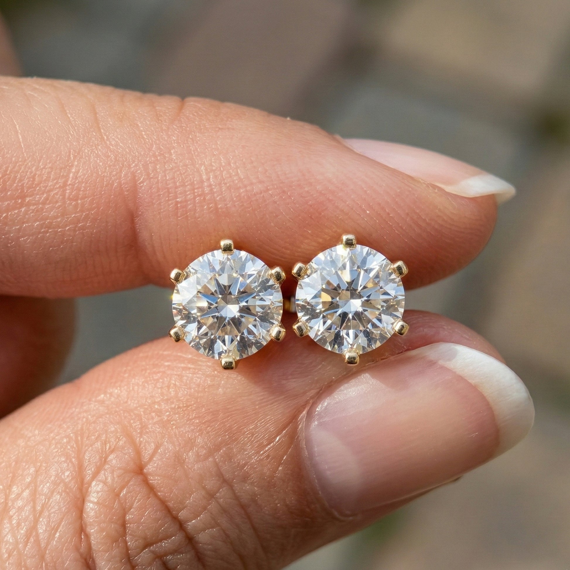 Trending 2 Carat Lab Diamond Solitaire Earrings in 14K Gold | Brilliant Round Cut Bridal Jewelry