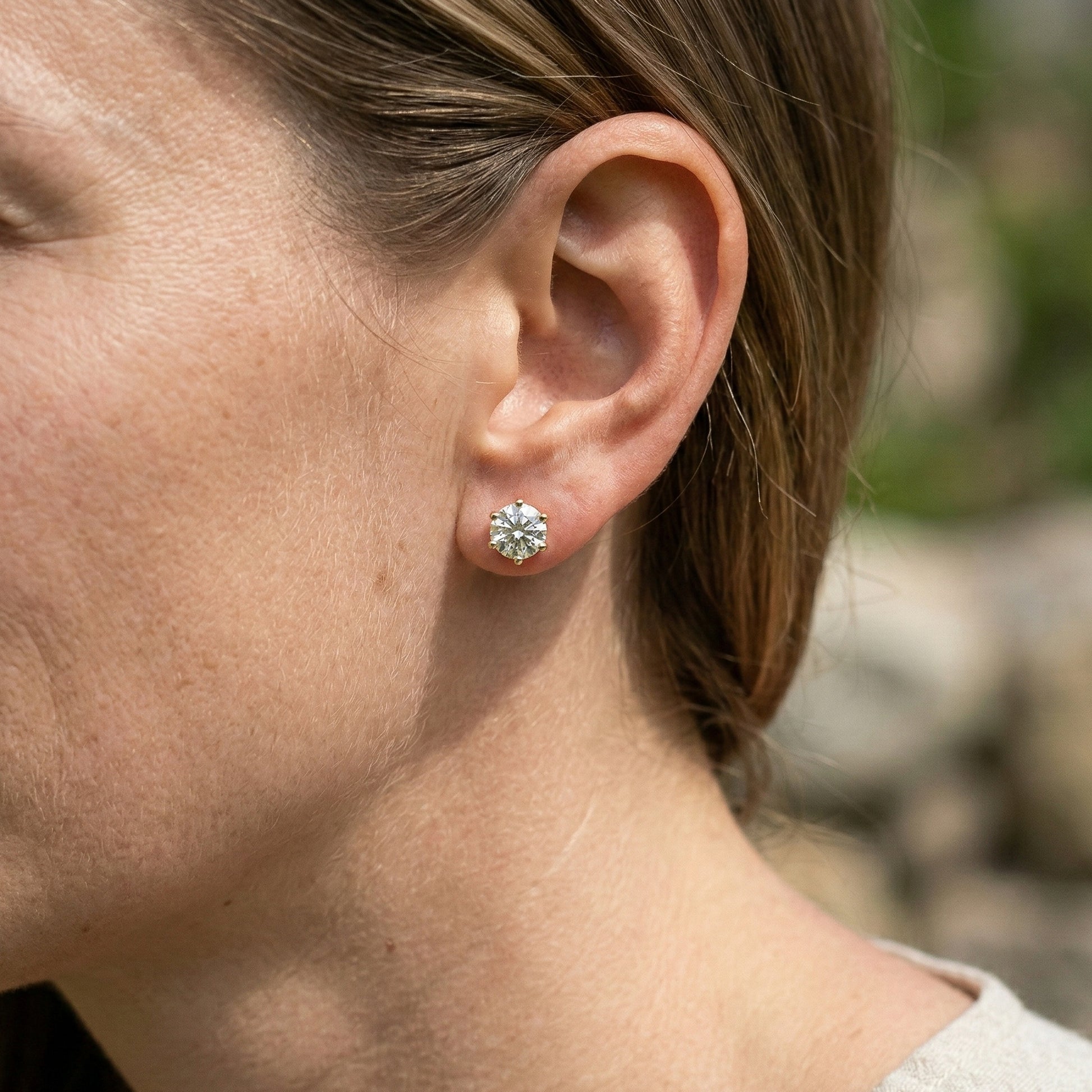 Trending 2 Carat Lab Diamond Solitaire Earrings in 14K Gold | Brilliant Round Cut Bridal Jewelry