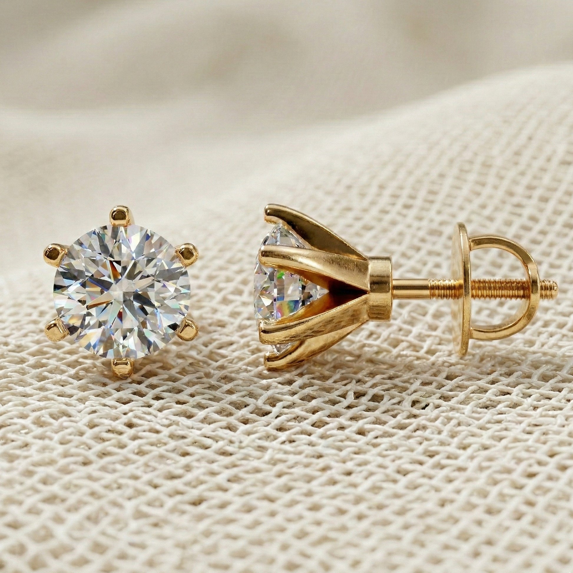 Trending 2 Carat Lab Diamond Solitaire Earrings in 14K Gold | Brilliant Round Cut Bridal Jewelry